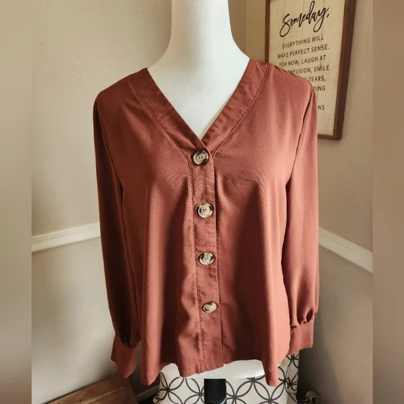 SHEIN Tops Shein Button Down Long Sleeve Blouse Poshmark